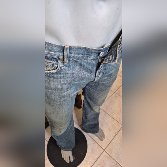 7 For All Mankind Men's Light Blue Bootcut Jeans - Picture 7 of 15
